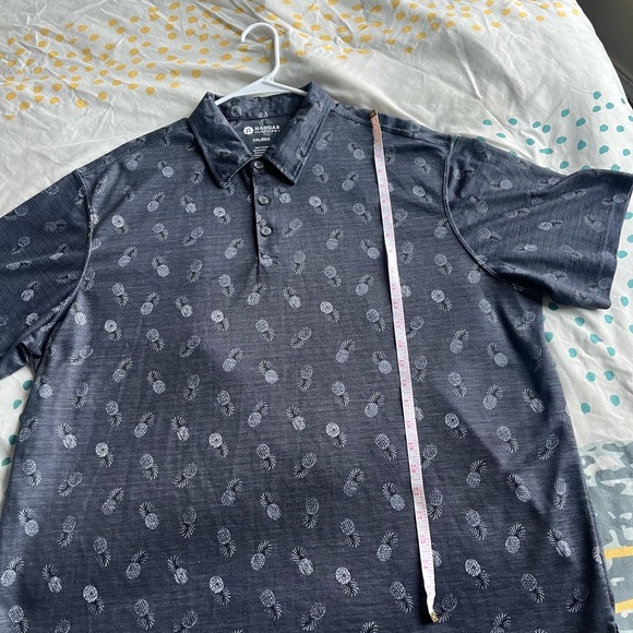 Haggar Mens Pineapple Polo Shirt Size XXL Blue Short Sleeve Collared - Picture 5 of 6